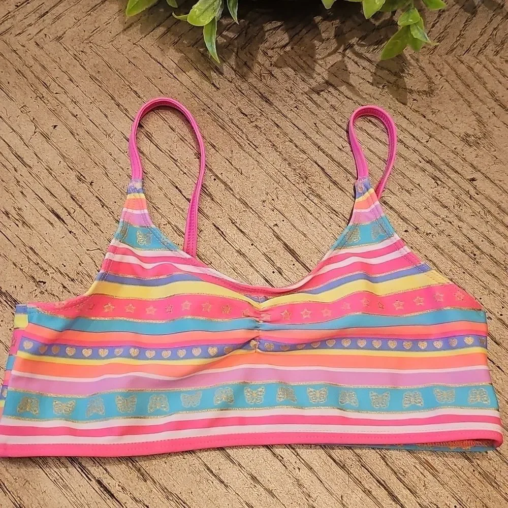 H&M Stripped Pink and Blue Bikini Top Size 6-8Y